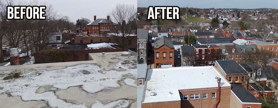 before and after photos of commercial roof repair