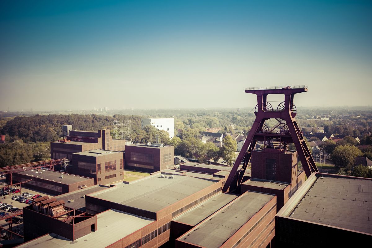 aerial shot of commercial flat roof