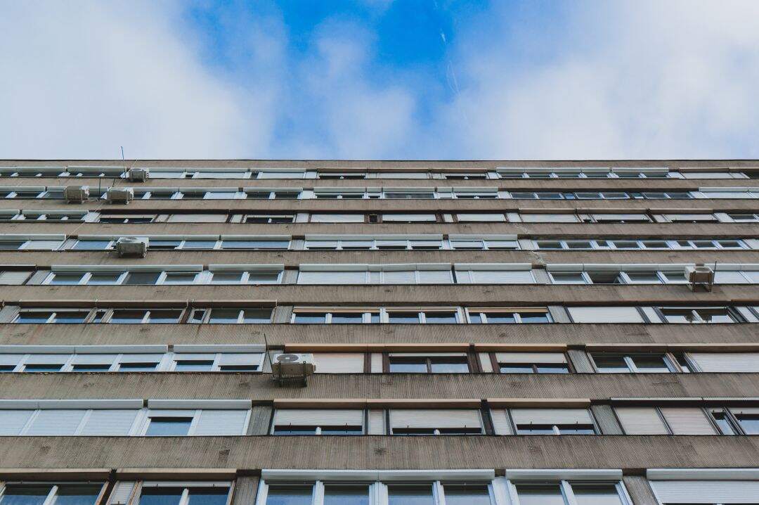 low angle of a building with a commercial flat roof