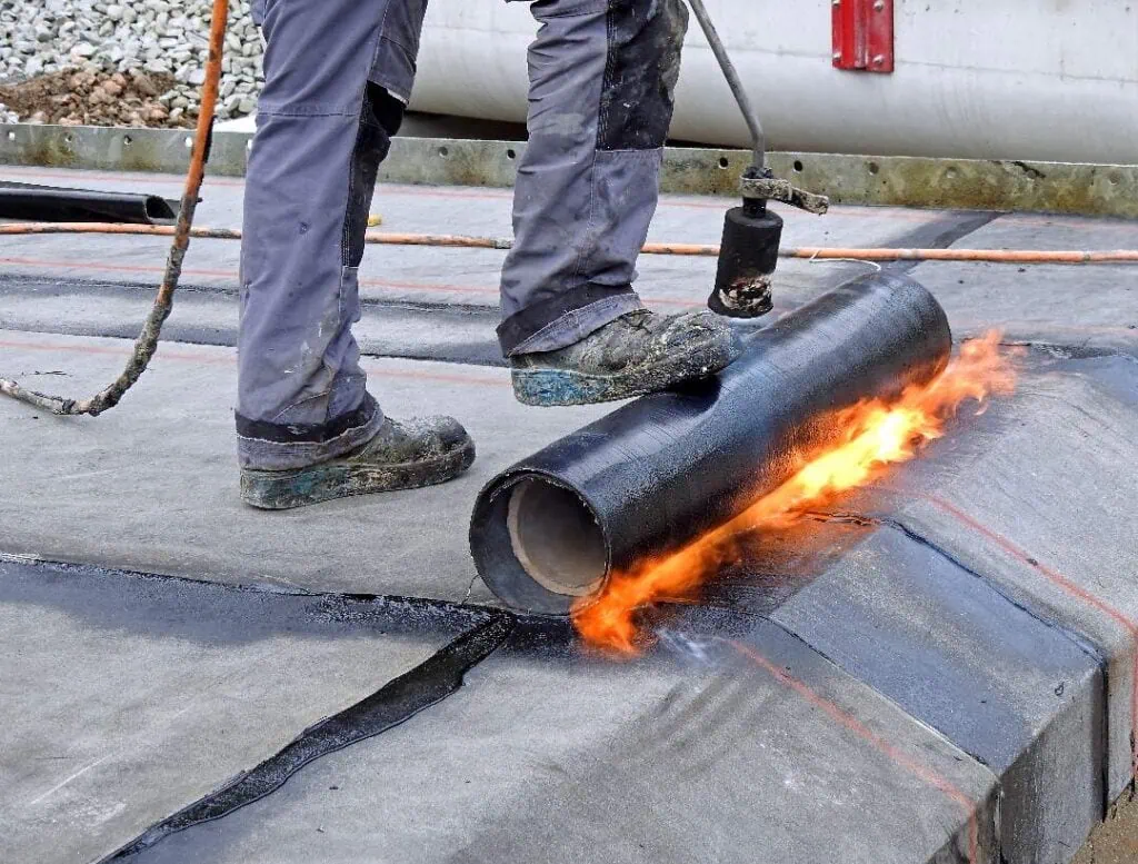 modified bitumen roofing during installation