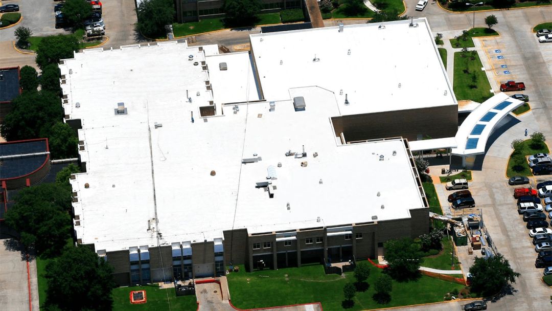 aerial shot of a PVC roof after installation