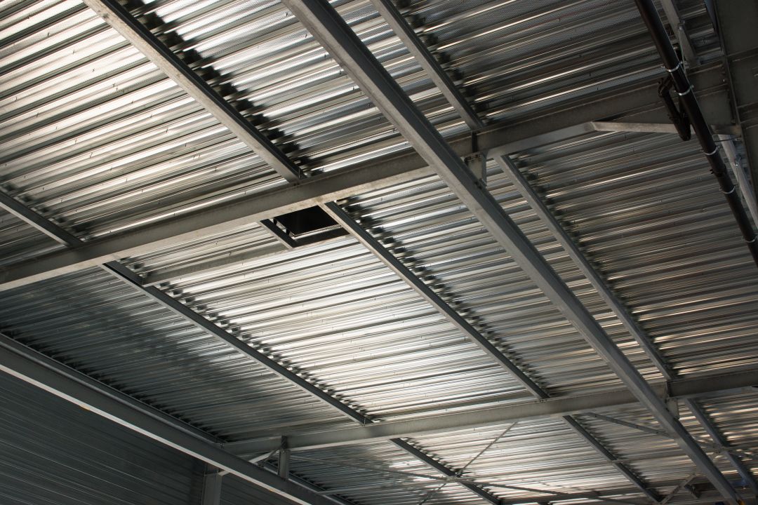 interior of a commercial metal roof