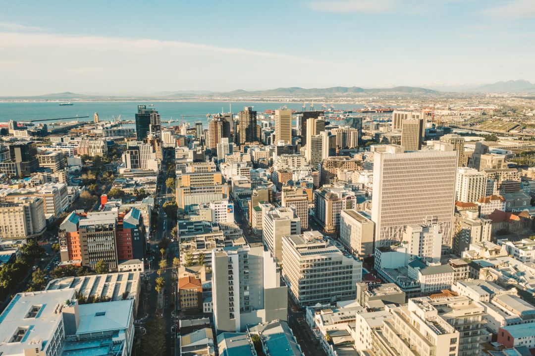 aerial photo of commercial buildings