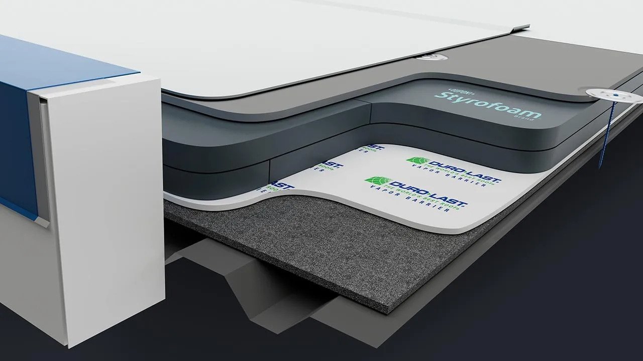 illustration of DuroLife 600, backed by a 50-year commercial roof material warranty