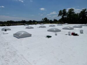 a newly installed PVC roofing system