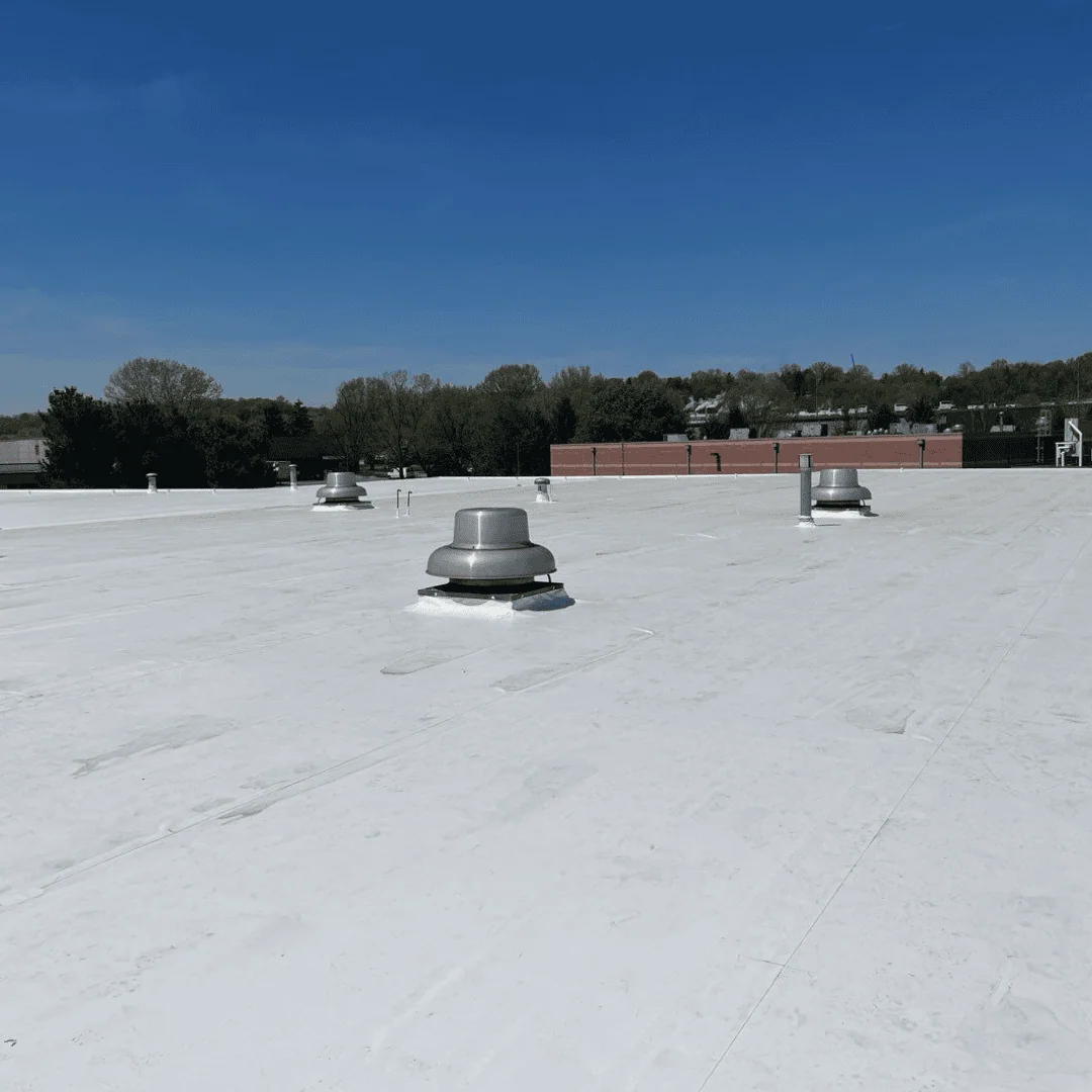 Commercial roof with roof vents