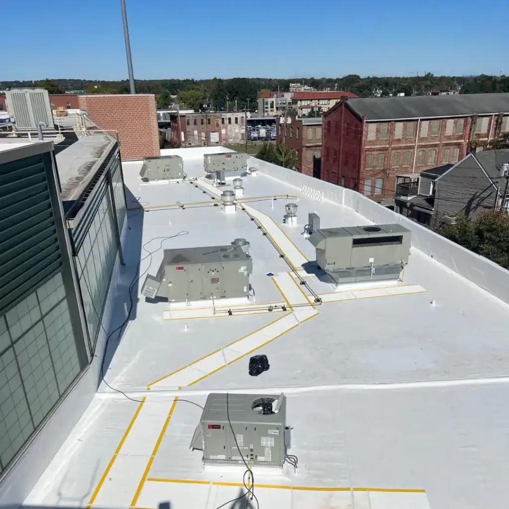 Commercial roof with penetrations