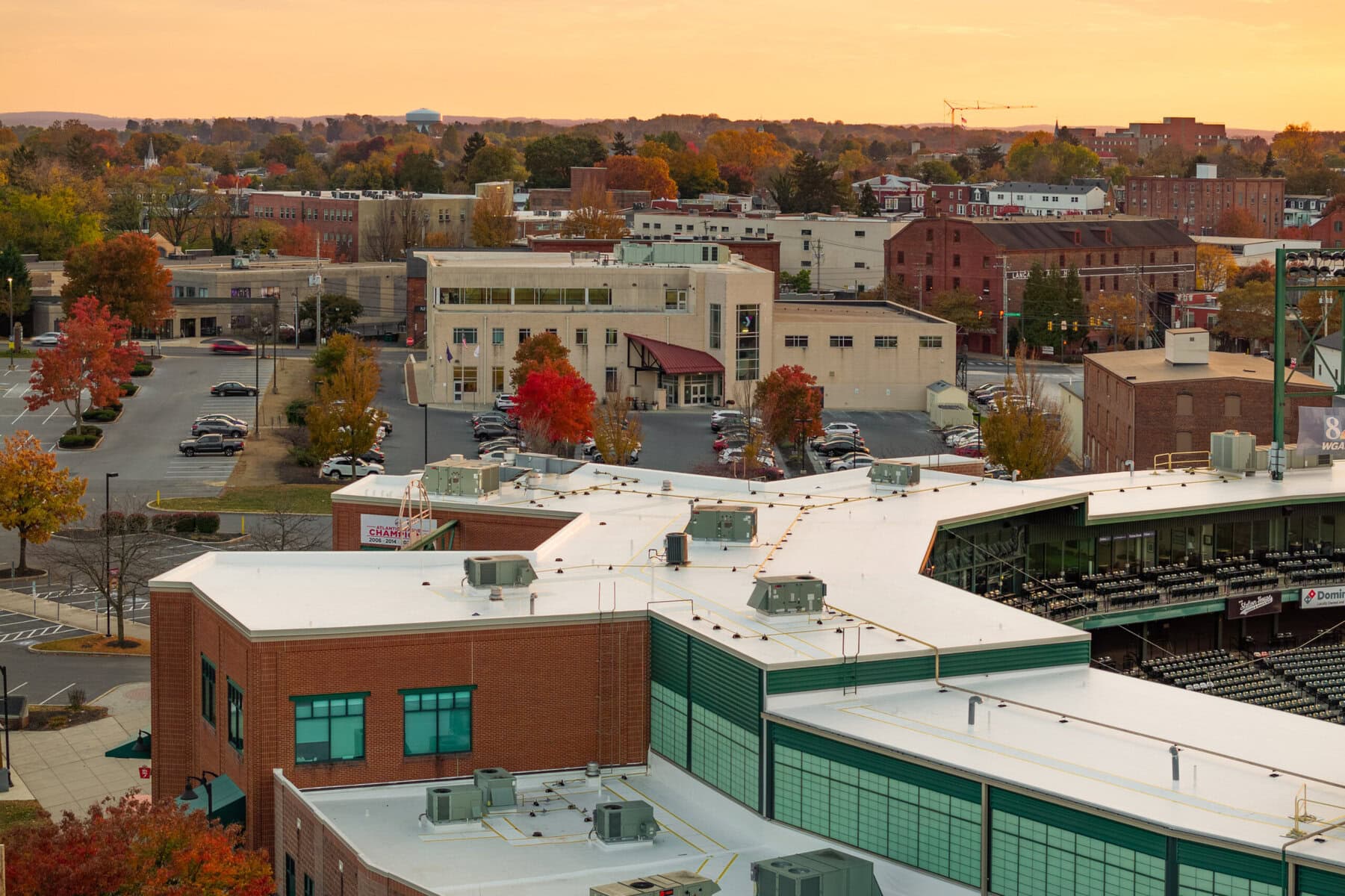 a aerial view of a city