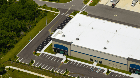 an aerial view of a building