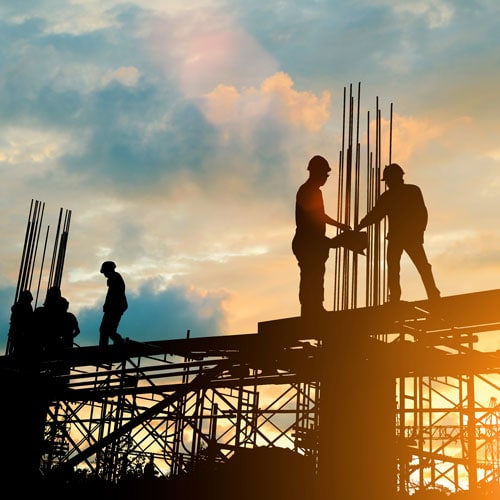 a group of people working on a construction site