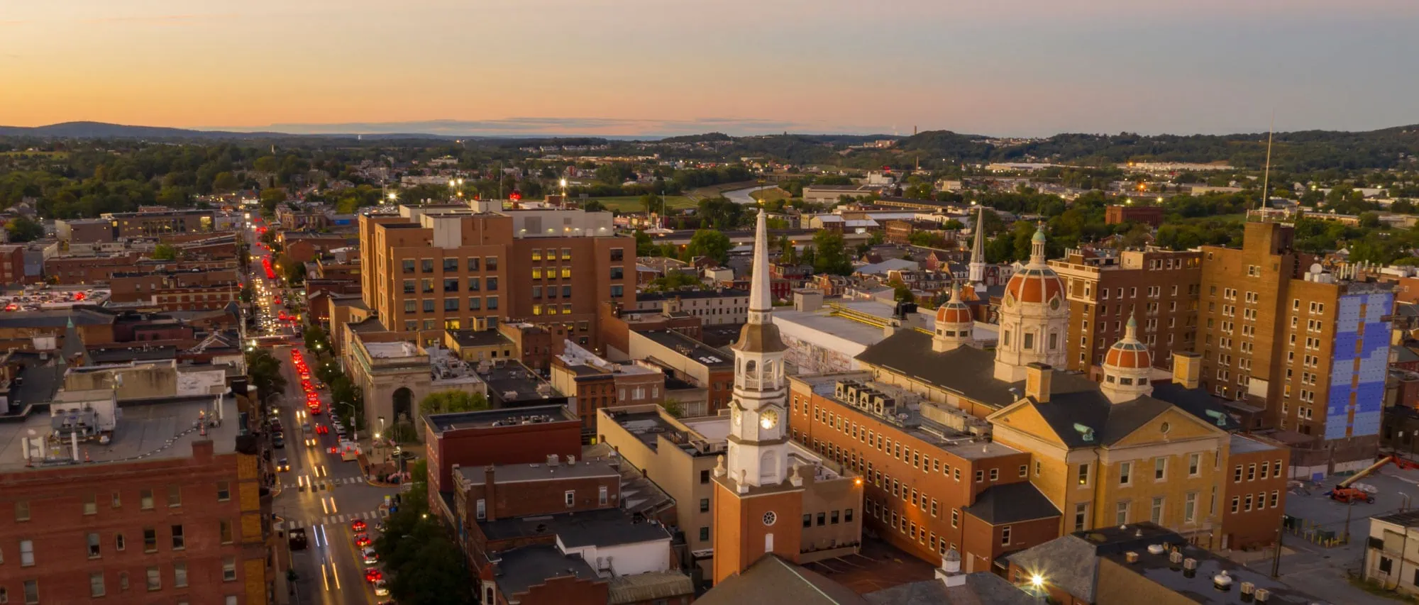 a city with a clock tower