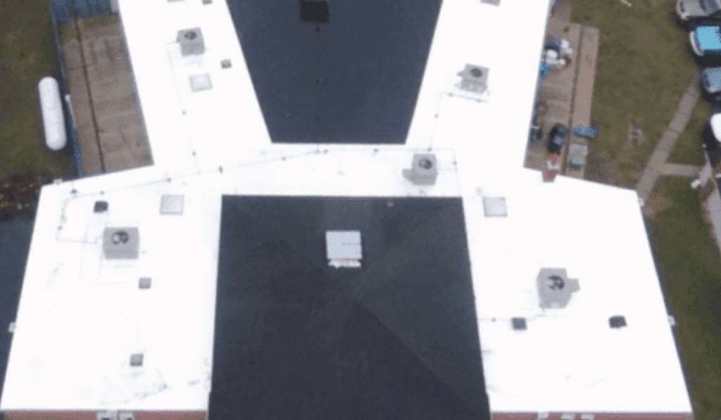 Finished project of a commercial roof that we completed