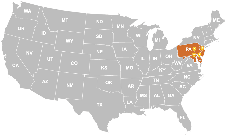 Map of the areas we work in