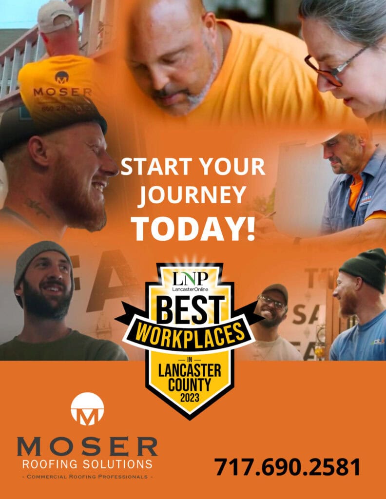 Our team at work on a Best Workplaces in Lancaster County poster